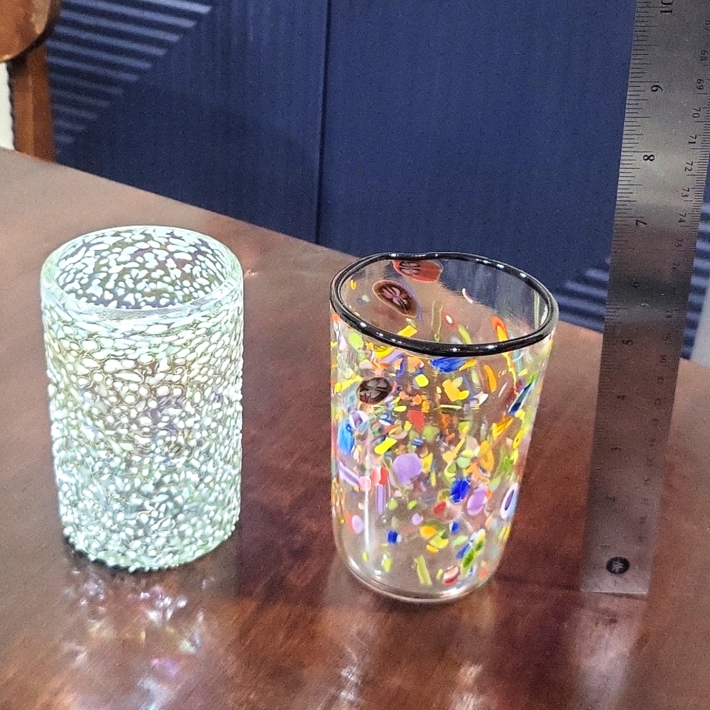 Set of two (2) bloom glass cups. One is "goffietta"